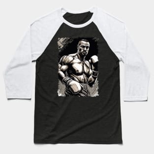 The Boxer Vintage Style Fighter Martial Arts Portrait Baseball T-Shirt